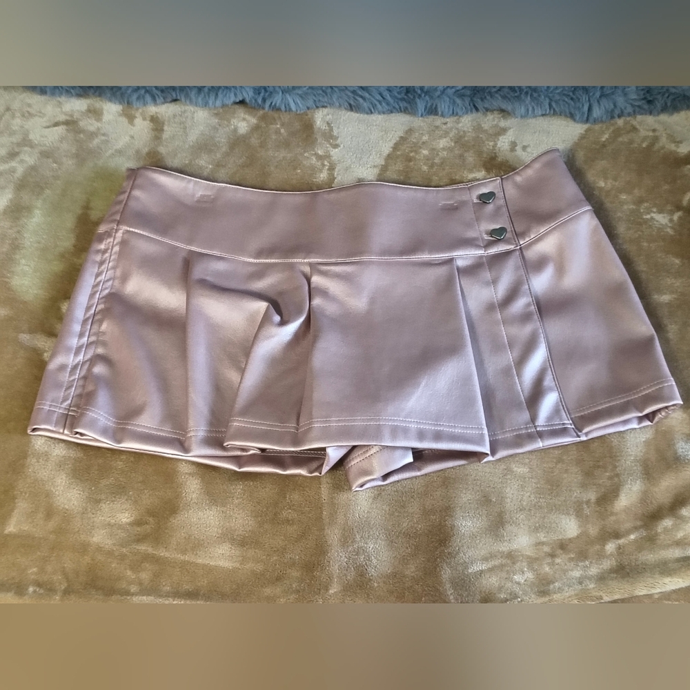 Skort, Metallic Pink, XL Woman Zips,Buttons, Hearts